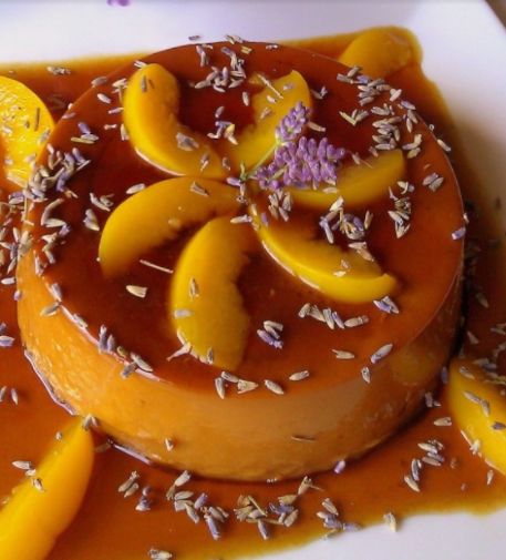 Lavender and Peach Flan Lavender and Peach Flan