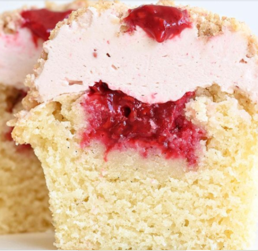 Sour Raspberry Crumble Cupcake