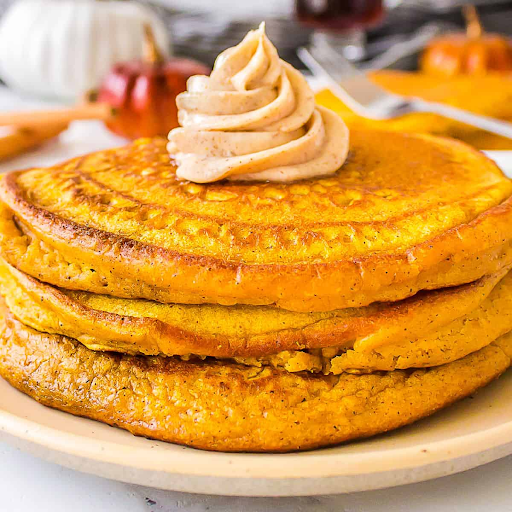 A stack of pumpkin pancakes