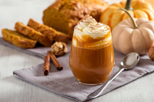 Pumpkin spice latte, a typical autumn pumpkin dessert