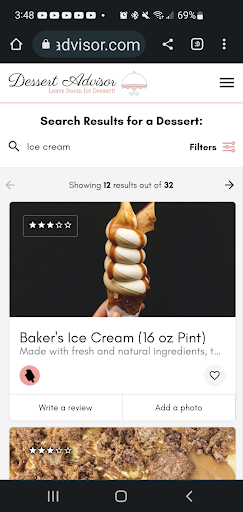 Mobile Search Page Interface with Filters