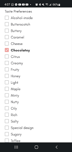 Mobile Taste Preferences Filter