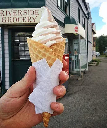 Soft serve ice cream in waffle Riverside Grocery