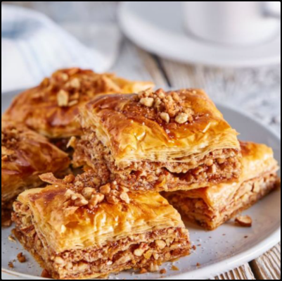 Baklava croustillant et floconneux aux noix