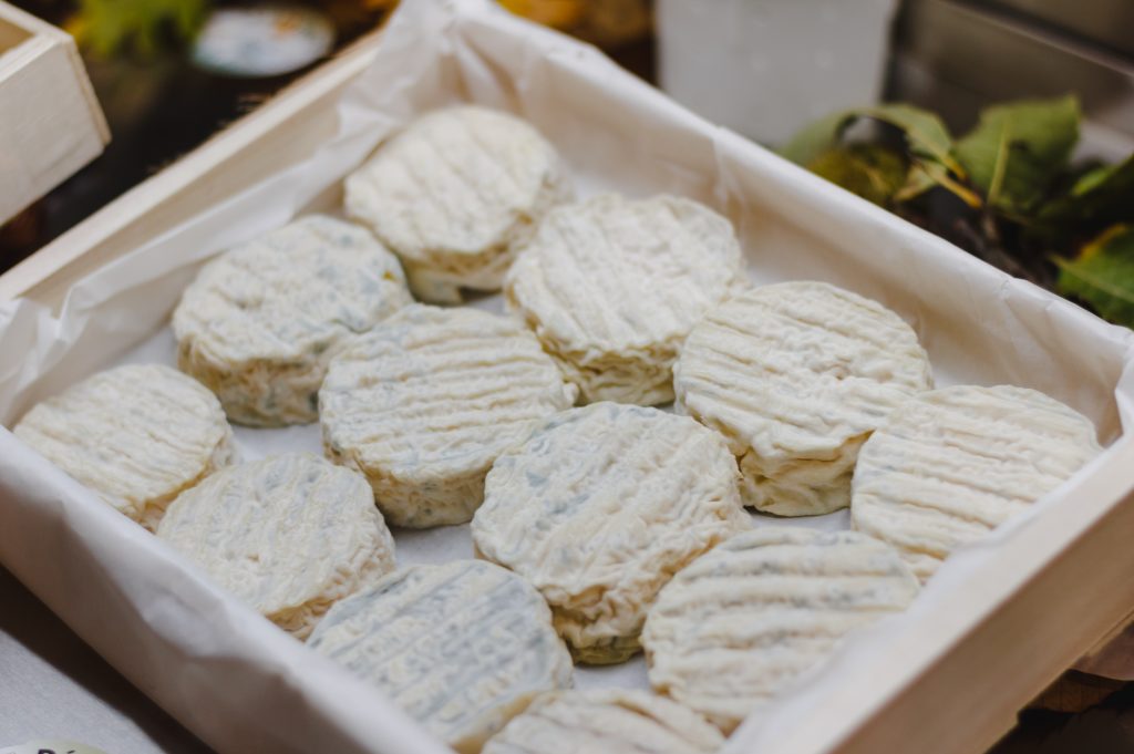 12 wheels of Pélardon Cheese being prepared.