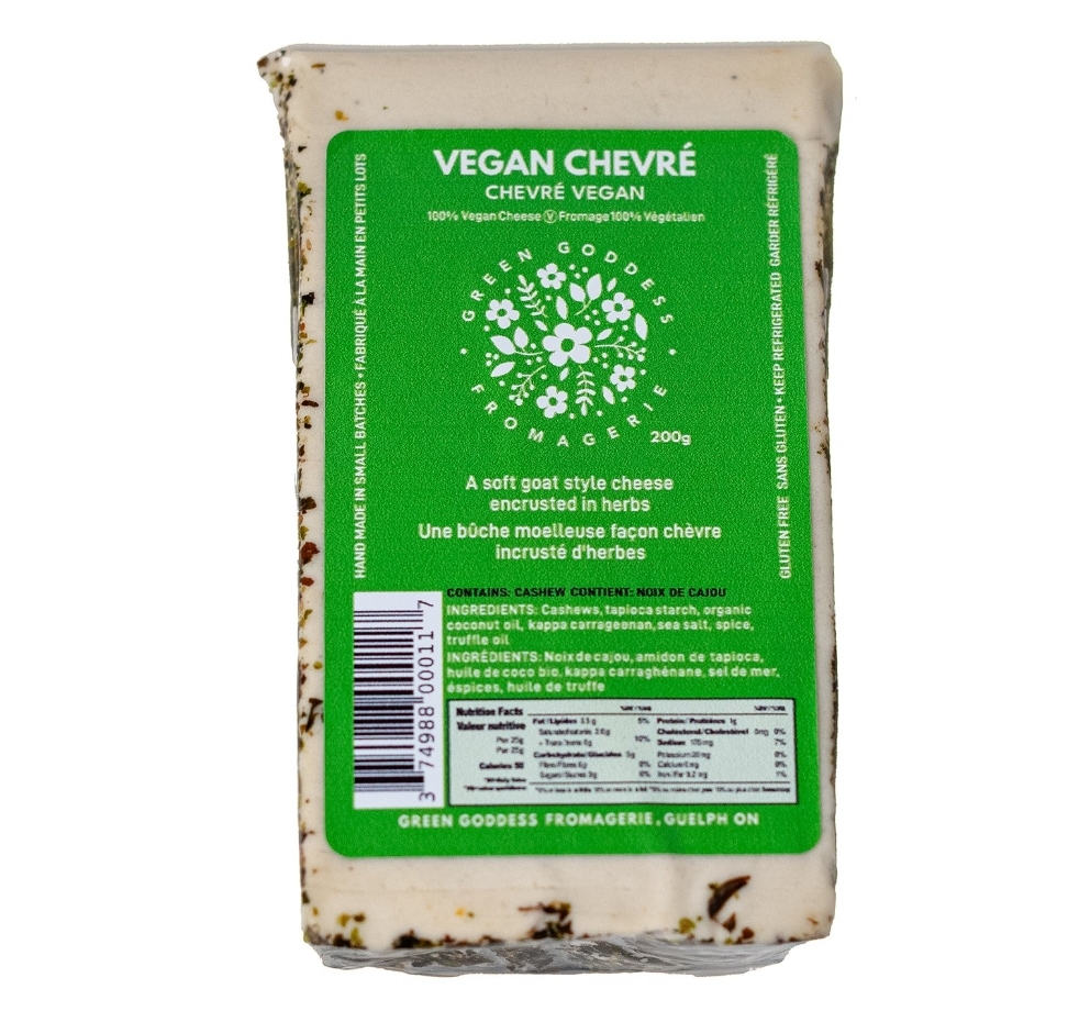 A vegan cheese still in packaging.