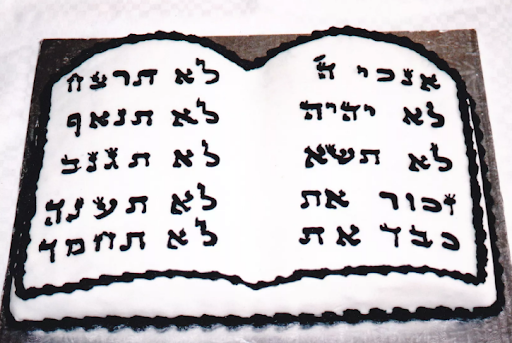 Ten Commandments decorated cake (Temptations)