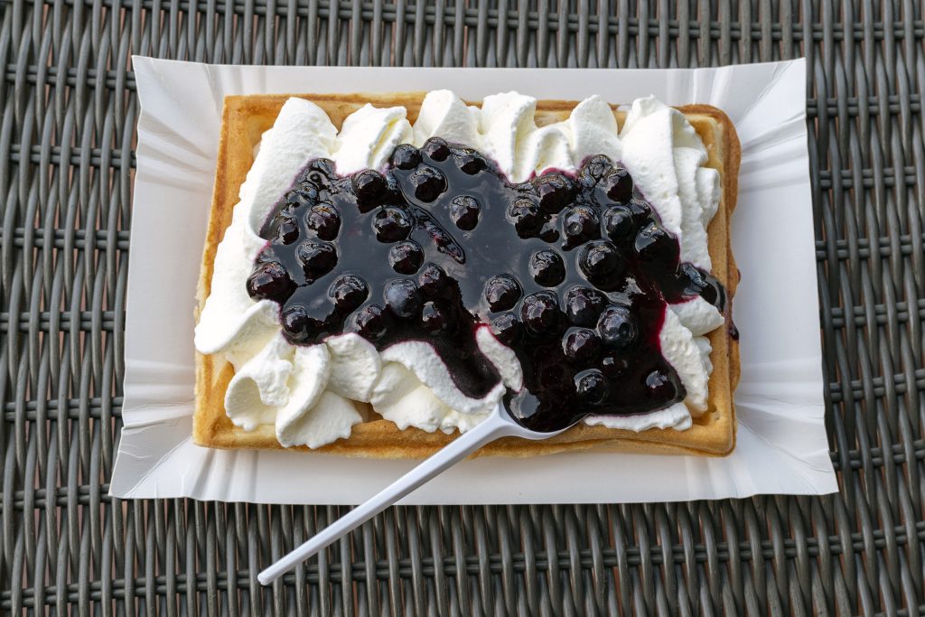 Waffle with whipped cream and blueberries Dessert Advisor