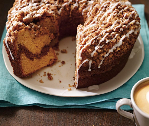 Cinnamon and pecan coffee cake