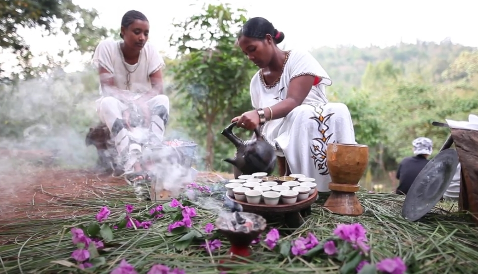 Ethiopian traditional coffee ceremony