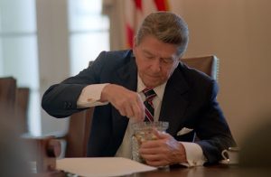 Ronald Reagan eating jelly beans (Wikimedia)