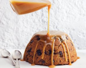 Figgy Duff with maple syrup infused butter sauce (bake from scratch)