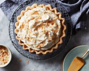 The heavenly pie with roasted flakes as topping (The Kitchn)