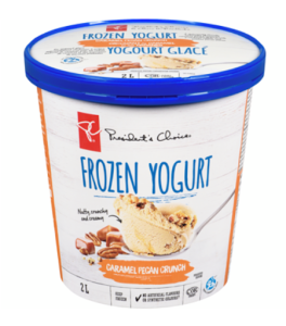 Caramel pecan crunch frozen yogurt (President’s Choice)